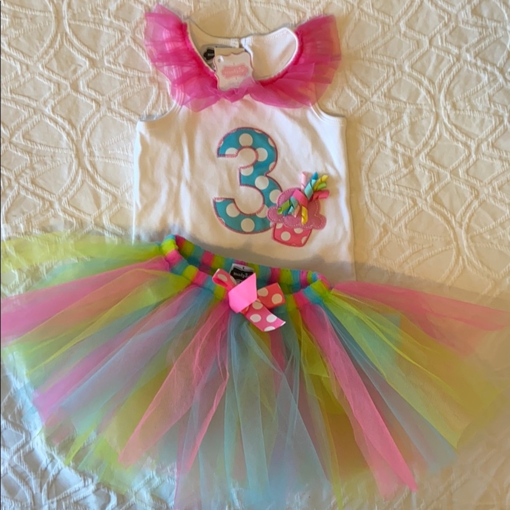 Girls size 3T Mudpie Birthday tutu